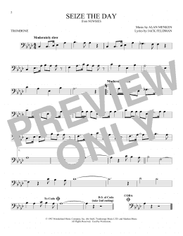 page one of Seize The Day (from Newsies) (Trombone Solo)