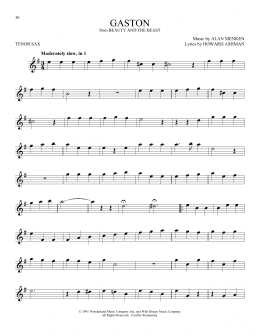 page one of Gaston (from Beauty And The Beast) (Tenor Sax Solo)