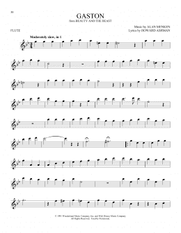page one of Gaston (from Beauty And The Beast) (Flute Solo)