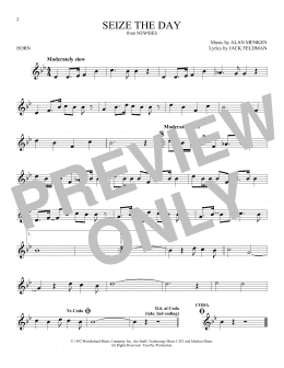 page one of Seize The Day (from Newsies) (French Horn Solo)
