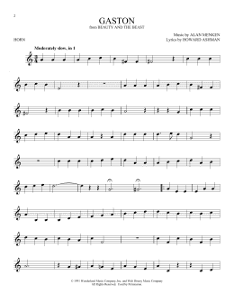 page one of Gaston (from Beauty And The Beast) (French Horn Solo)