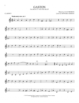 page one of Gaston (from Beauty And The Beast) (Clarinet Solo)
