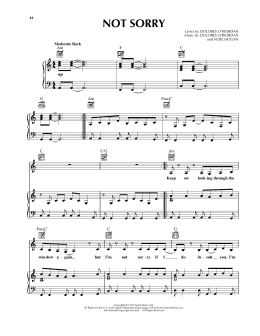 page one of Not Sorry (Piano, Vocal & Guitar Chords (Right-Hand Melody))