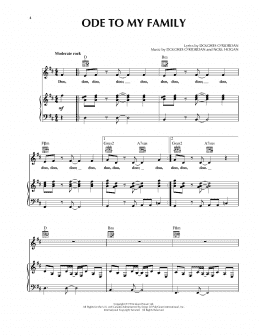 page one of Ode To My Family (Piano, Vocal & Guitar Chords (Right-Hand Melody))