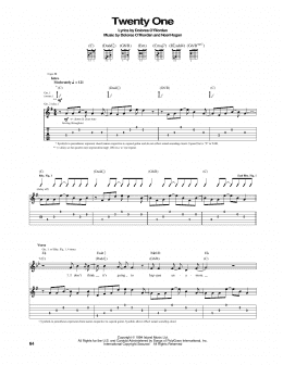 page one of Twenty One (Guitar Tab)