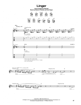 page one of Linger (Guitar Tab)