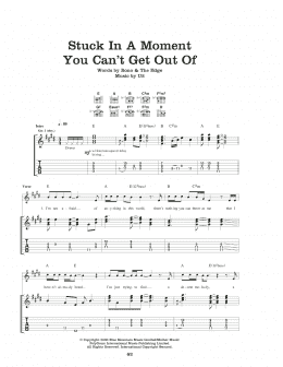 page one of Stuck In A Moment You Can't Get Out Of (Guitar Tab)
