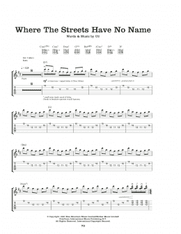 page one of Where The Streets Have No Name (Guitar Tab)