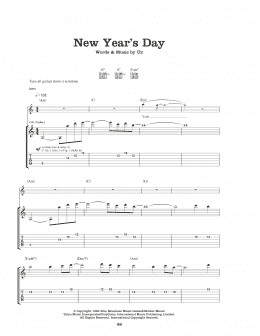 page one of New Year's Day (Guitar Tab)
