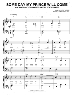page one of Some Day My Prince Will Come (from Snow White And The Seven Dwarfs) (Big Note Piano)
