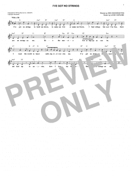 page one of I've Got No Strings (from Pinocchio) (Lead Sheet / Fake Book)