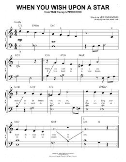 page one of When You Wish Upon A Star (from Pinocchio) (Big Note Piano)