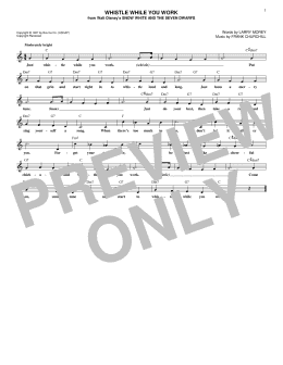 page one of Whistle While You Work (from Snow White And The Seven Dwarfs) (Lead Sheet / Fake Book)