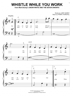 page one of Whistle While You Work (from Snow White And The Seven Dwarfs) (Big Note Piano)