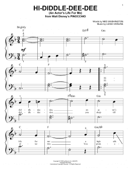 page one of Hi-Diddle-Dee-Dee (An Actor's Life For Me) (from Pinocchio) (Big Note Piano)