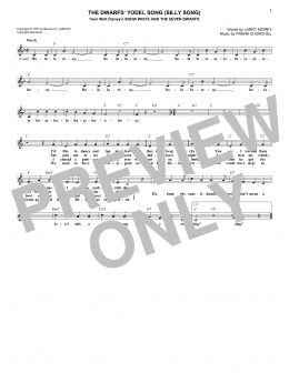 page one of The Dwarfs' Yodel Song (Silly Song) (Lead Sheet / Fake Book)