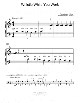 page one of Whistle While You Work (from Snow White And The Seven Dwarfs) (arr. Fred Kern) (Educational Piano)