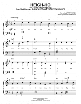 page one of Heigh-Ho (from Snow White And The Seven Dwarfs) (Big Note Piano)