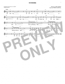page one of I'm Wishing (from Snow White And The Seven Dwarfs) (Lead Sheet / Fake Book)