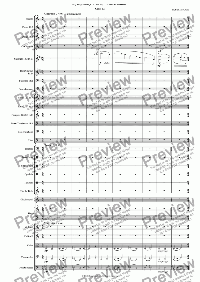 page one of Symphony No. 3, "Americana"