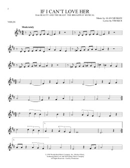 page one of If I Can't Love Her (from Beauty And The Beast: The Musical) (Violin Solo)