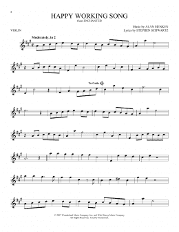 page one of Happy Working Song (from Enchanted) (Violin Solo)