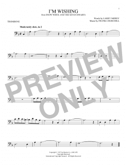 page one of I'm Wishing (from Snow White And The Seven Dwarfs) (Trombone Solo)
