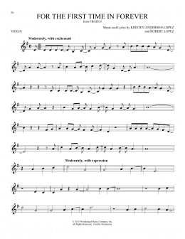 page one of For The First Time In Forever (from Frozen) (Violin Solo)