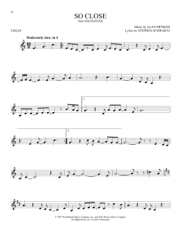 page one of So Close (from Enchanted) (Violin Solo)