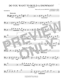 page one of Do You Want To Build A Snowman? (from Frozen) (Trombone Solo)