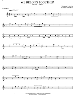 page one of We Belong Together (from Toy Story 3) (Alto Sax Solo)