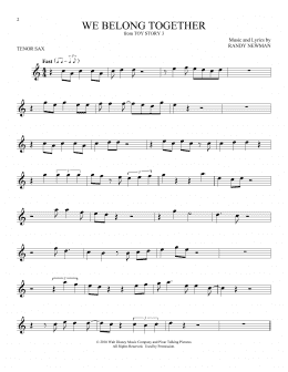 page one of We Belong Together (from Toy Story 3) (Tenor Sax Solo)