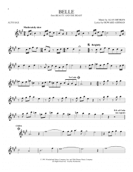 page one of Belle (from Beauty And The Beast) (Alto Sax Solo)