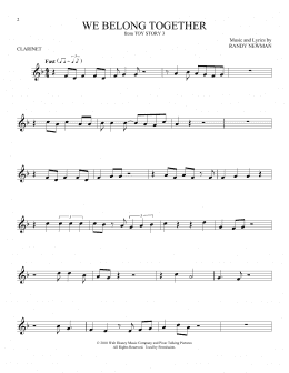 page one of We Belong Together (from Toy Story 3) (Clarinet Solo)