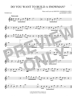page one of Do You Want To Build A Snowman? (from Frozen) (Tenor Sax Solo)