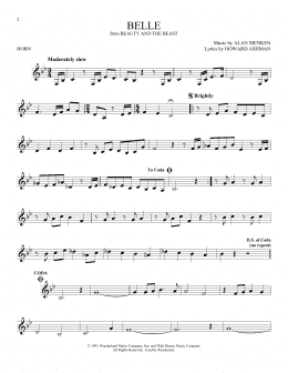 page one of Belle (from Beauty And The Beast) (French Horn Solo)