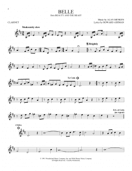 page one of Belle (from Beauty And The Beast) (Clarinet Solo)