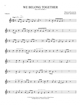 page one of We Belong Together (from Toy Story 3) (Violin Solo)
