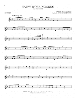 page one of Happy Working Song (from Enchanted) (Clarinet Solo)