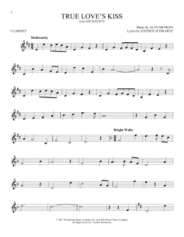 page one of True Love's Kiss (from Enchanted) (Clarinet Solo)