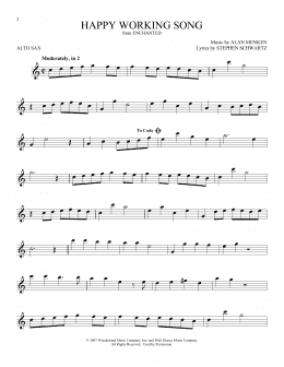 page one of Happy Working Song (from Enchanted) (Alto Sax Solo)