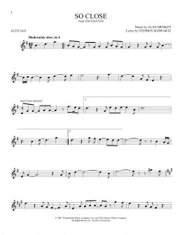 page one of So Close (from Enchanted) (Alto Sax Solo)