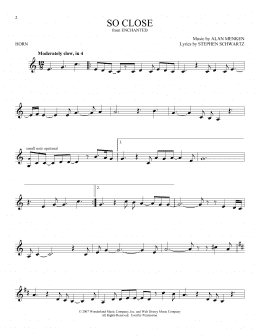 page one of So Close (from Enchanted) (French Horn Solo)