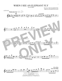 page one of When I See An Elephant Fly (from Dumbo) (Alto Sax Solo)
