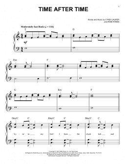 page one of Time After Time (Very Easy Piano)