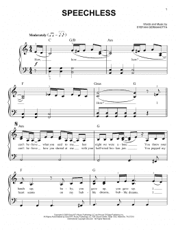 page one of Speechless (Very Easy Piano)