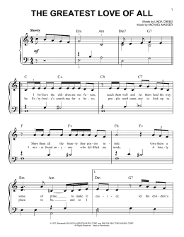 page one of The Greatest Love Of All (Very Easy Piano)