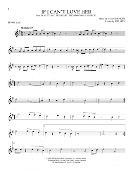page one of If I Can't Love Her (from Beauty And The Beast: The Musical) (Tenor Sax Solo)