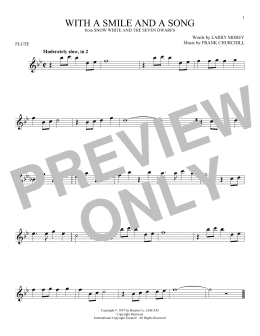 page one of With A Smile And A Song (from Snow White And The Seven Dwarfs) (Flute Solo)