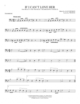 page one of If I Can't Love Her (from Beauty And The Beast: The Musical) (Trombone Solo)
